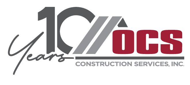 OCS Construction Services ten-year anniversary logo